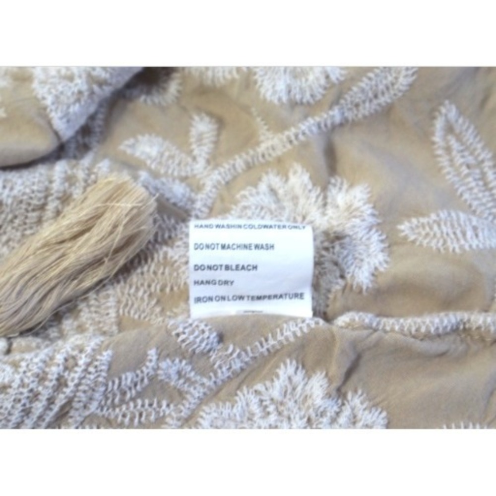 Solitaire L Ivory Embroidered Kimono Floral Crochet Boho Duster Cardigan Coverup - Picture 8 of 8
